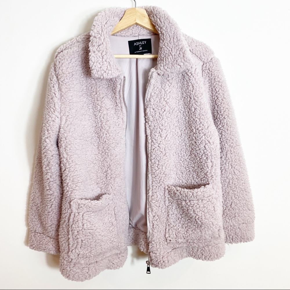 Teddy Bear Fur Zip Jacket Blush pink feminine style romantic chic size‎ Medium